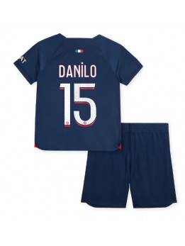 Paris Saint-Germain Danilo Pereira #15 Heimtrikotsatz für Kinder 2023-24 Kurzarm (+ Kurze Hosen)